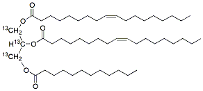 Molecular structure of the compound: 1,2-Dioleoyl-3-Lauroyl-rac-glycerol-13C3 (a solution in methyl acetate)
