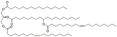 Molecular structure of the compound: 1-Palmitoyl-2-9-OAHSA-3-Oleoyl-sn-glycerol (a 5 mg/ml solution in methyl acetate)