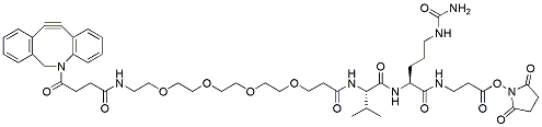 Molecular structure of the compound: DBCO-PEG4-Val-Cit-belta-Ala-NHS