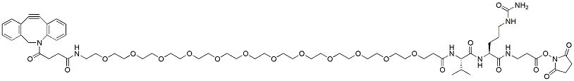 Molecular structure of the compound: DBCO-PEG12-Val-Cit-belta-Ala-NHS