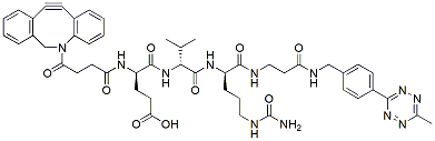Molecular structure of the compound: DBCO-Glu-Val-Cit-belta-Ala-methyltetrazine