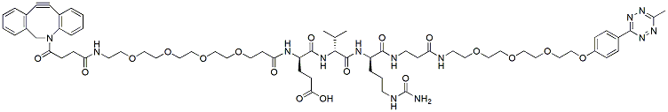 Molecular structure of the compound: DBCO-PEG4-Glu-Val-Cit-belta-Ala-PEG4-methyltetrazine