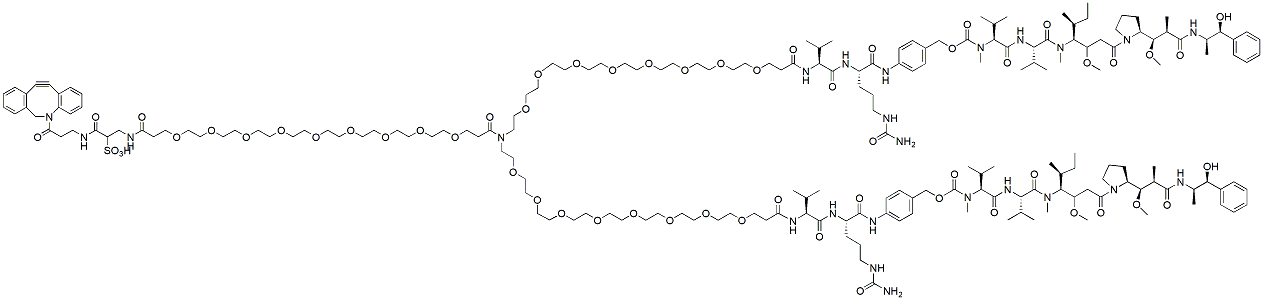 Molecular structure of the compound: N1-(DBCO-Sulfo-PEG9-carbonyl)-bis(PEG8-Val-Cit-PAB-MMAE)