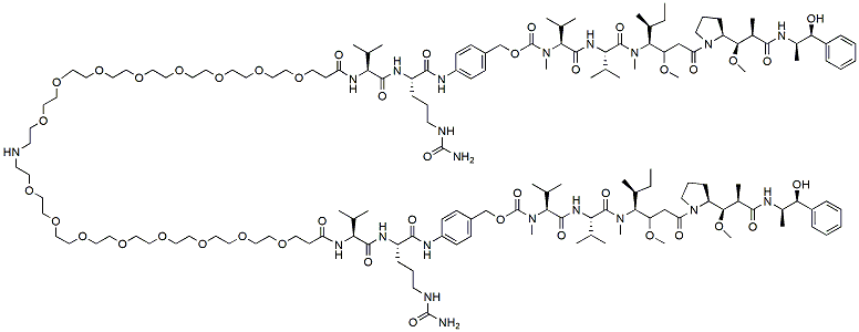 Molecular structure of the compound: Amino-bis(PEG8-Val-Cit-PAB-MMAE)