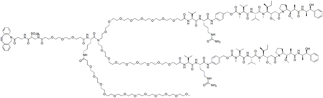Molecular structure of the compound: N1-(DBCO-Sulfo-PEG3-carbonyl)-N6-(m-PEG12)-Lys-bis(PEG8-Val-Cit-PAB-MMAE)