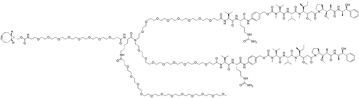 Molecular structure of the compound: N1-(BCN-PEG8-carbonyl)-N6-(m-PEG12)-Lys-bis(PEG8-Val-Cit-PAB-MMAE)