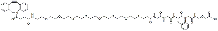 Molecular structure of the compound: DBCO-PEG8-Gly-Gly-L-Phe-N-[(carboxymethoxy)methyl]Glycinamide